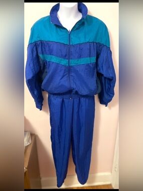 Dunlop Unisex S Colorblock Blue/Teal Tracksuit 2pc Full Zip Jacket & Pants